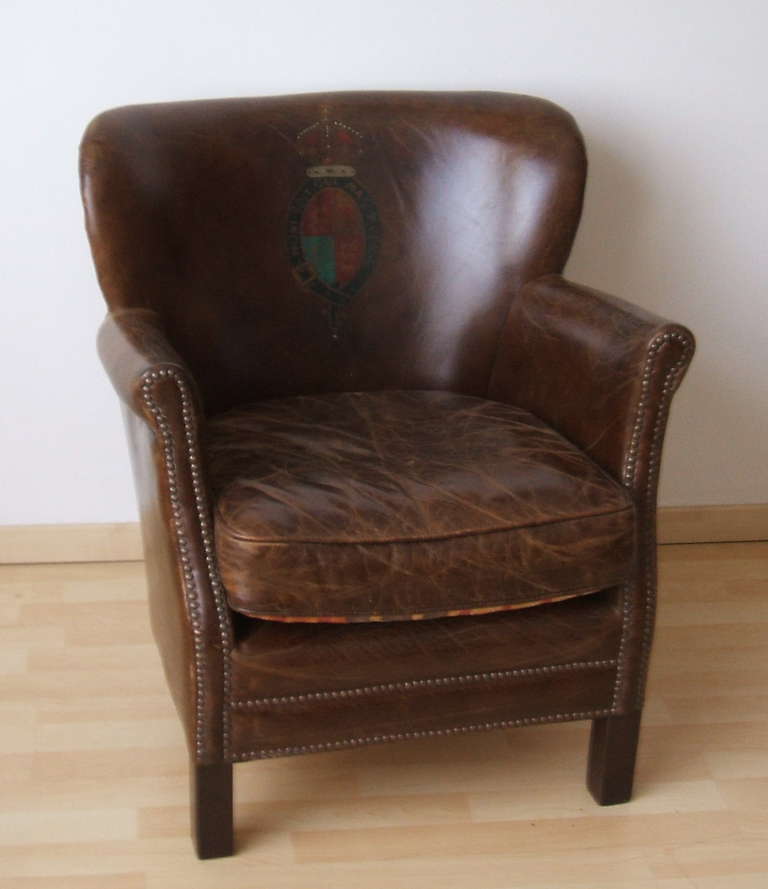 Very nice leather armchair, painted seatback.