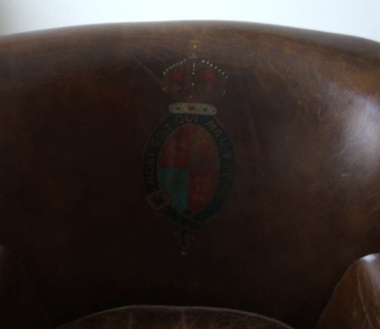 British Colonial English Petite Lounge Chair in Original Leather
