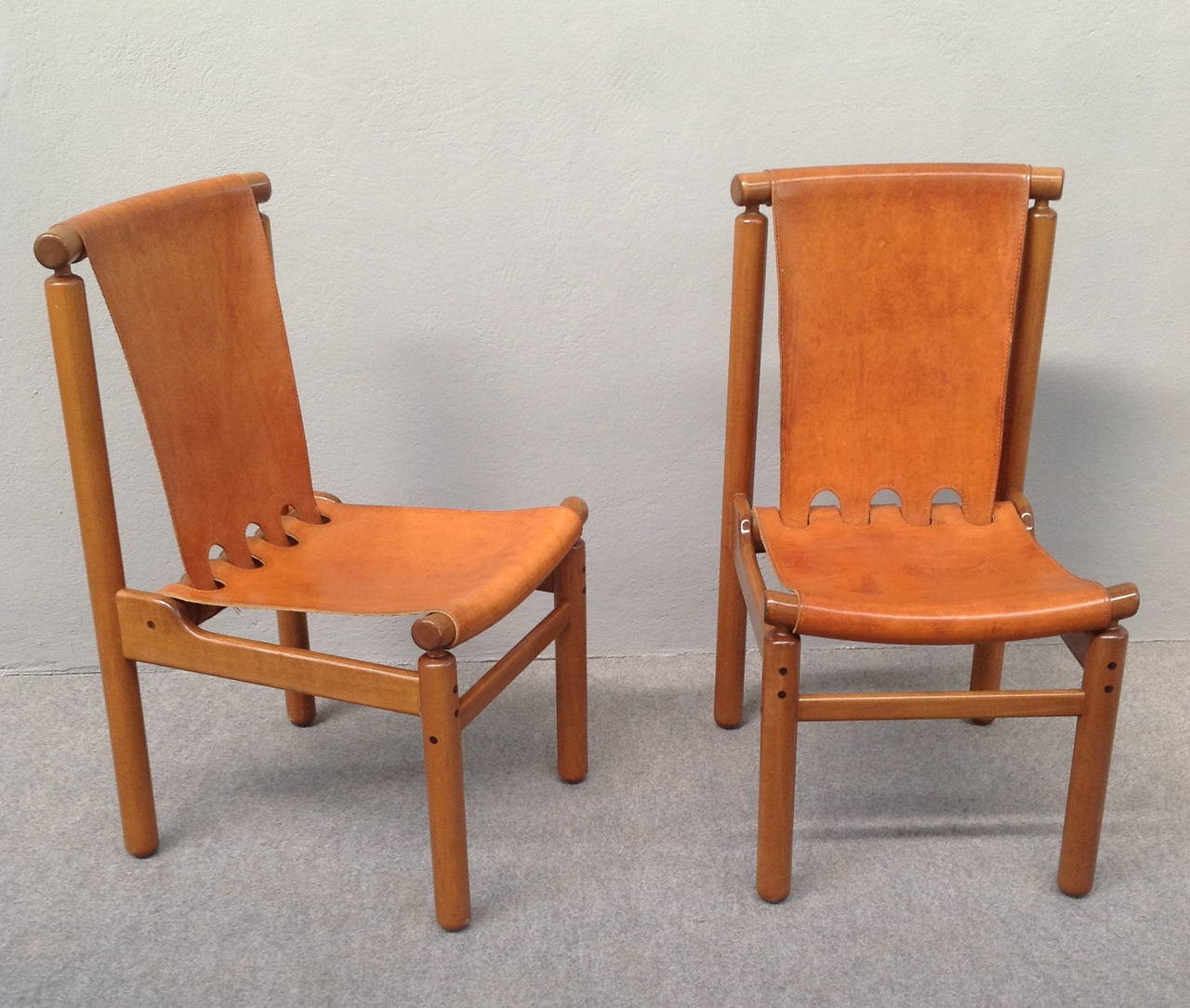Elegant Leather Chairs Attributed to Ilmari Tapiovaara at 1stDibs