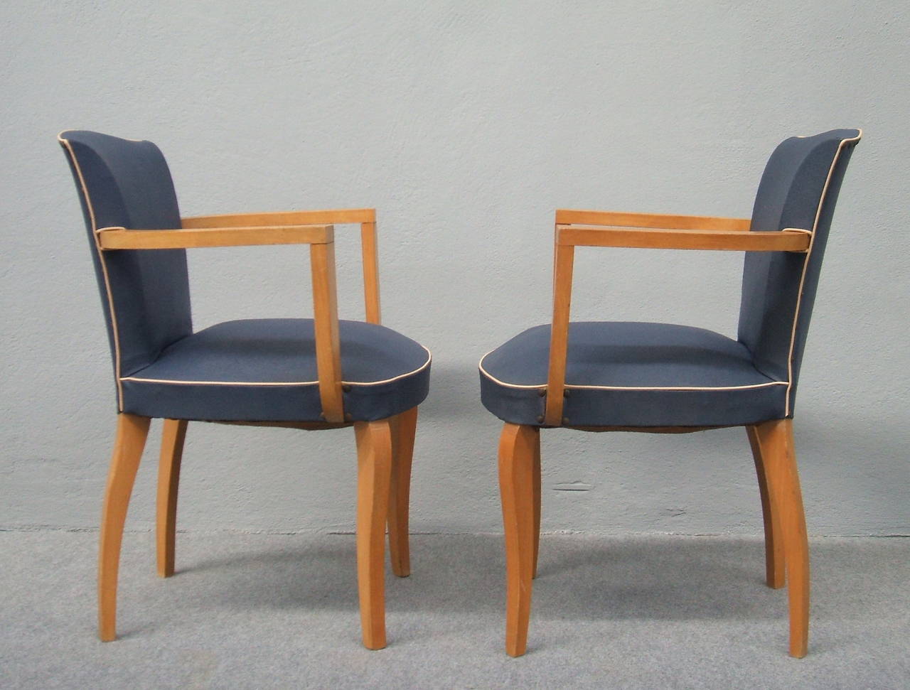 Very Fine Pair of French Art Deco Bridge Armchairs