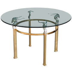 1970s Gold and Silver Plated Brass Dining Table