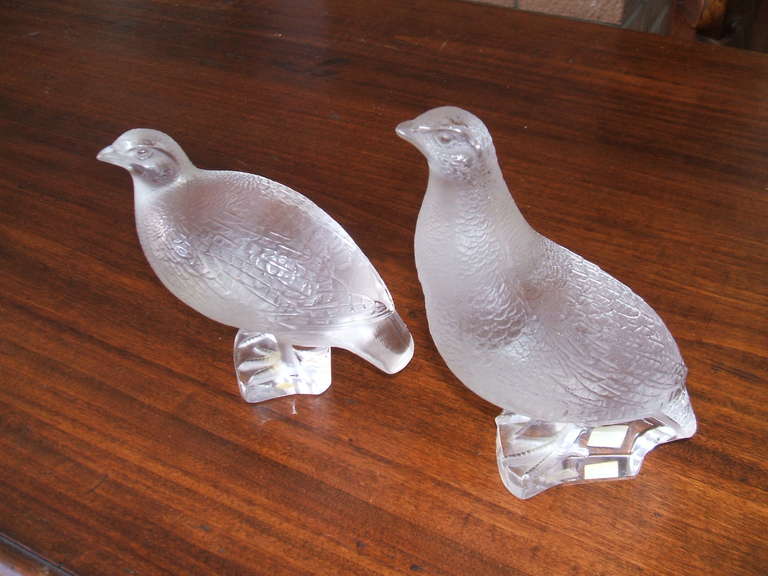 unusual signed Lalique partridges