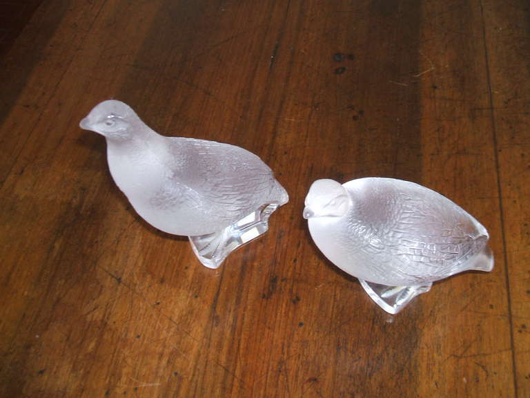 French Pair of Lalique Partridges