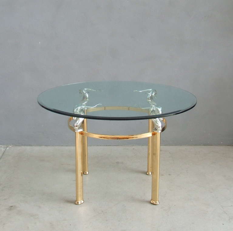 Modern 1970s Gold and Silver Plated Brass Dining Table