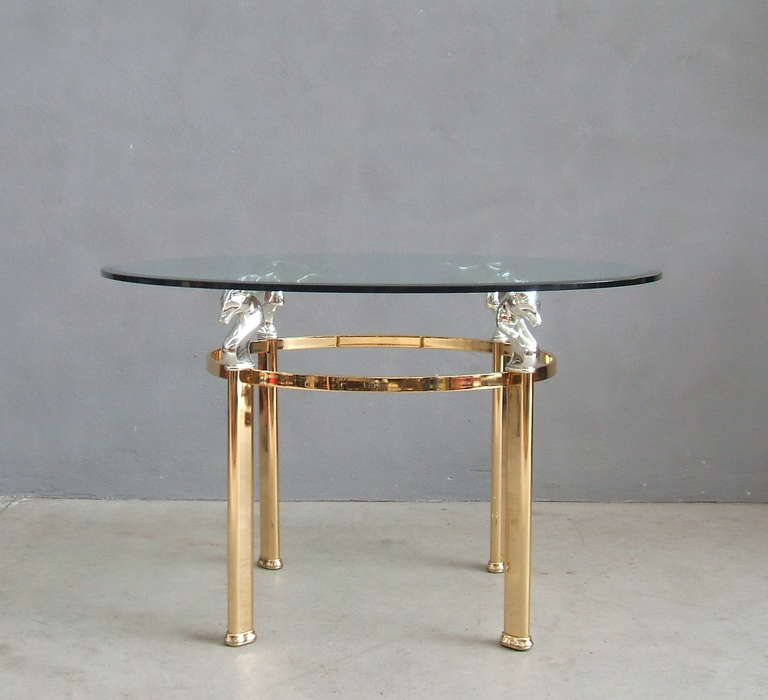 American 1970s Gold and Silver Plated Brass Dining Table