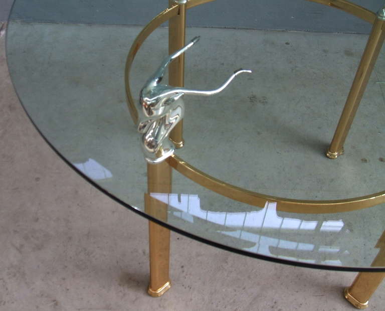 1970s Gold and Silver Plated Brass Dining Table In Excellent Condition In Piacenza, Italy
