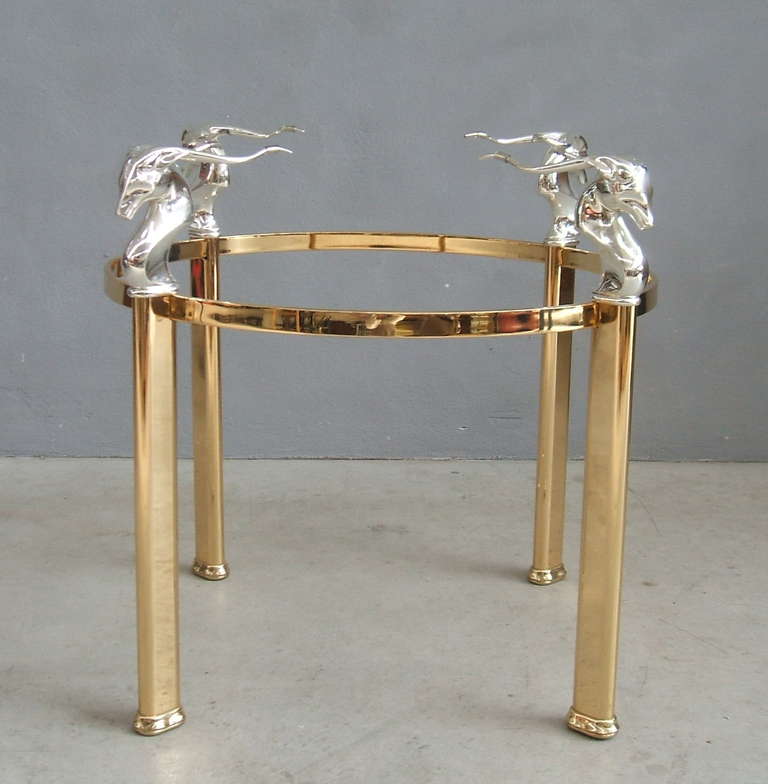 Late 20th Century 1970s Gold and Silver Plated Brass Dining Table