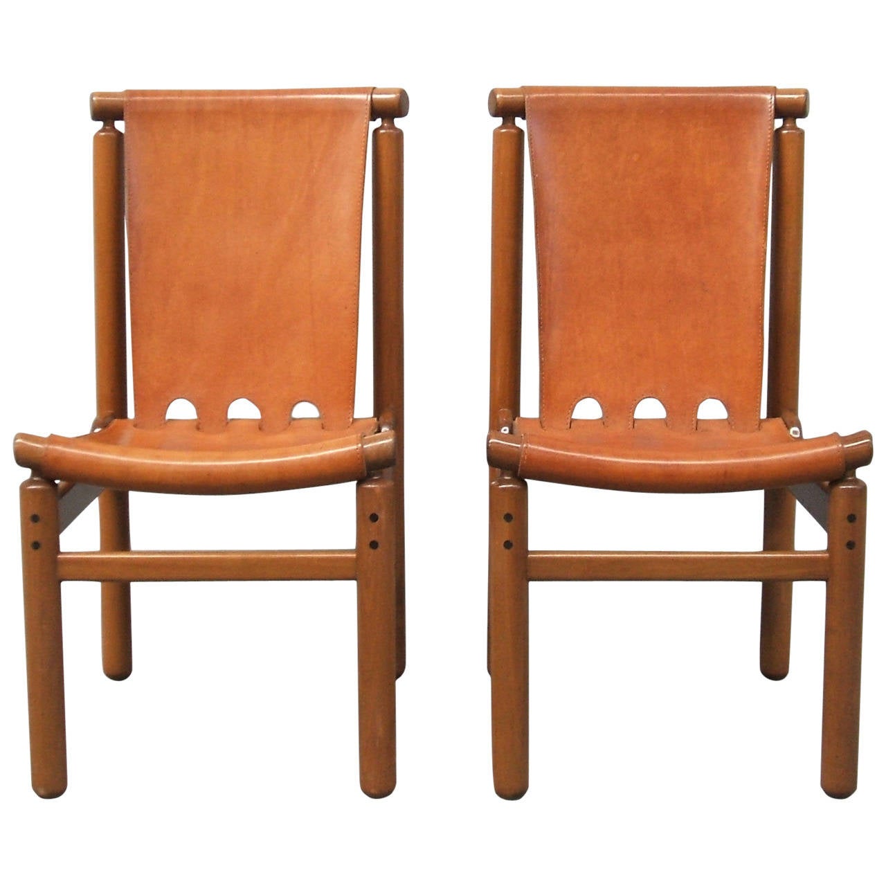 Elegant Leather Chairs Attributed to Ilmari Tapiovaara at 1stDibs