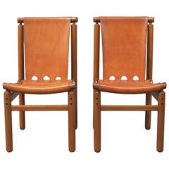 Elegant Leather Chairs Attributed to Ilmari Tapiovaara