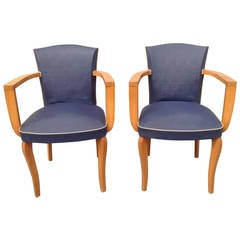 Very Fine Pair of French Art Deco Bridge Armchairs