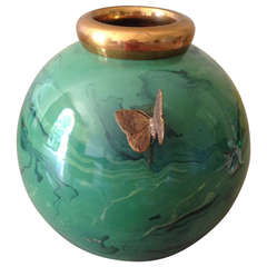 Emerald Green Brass Vase