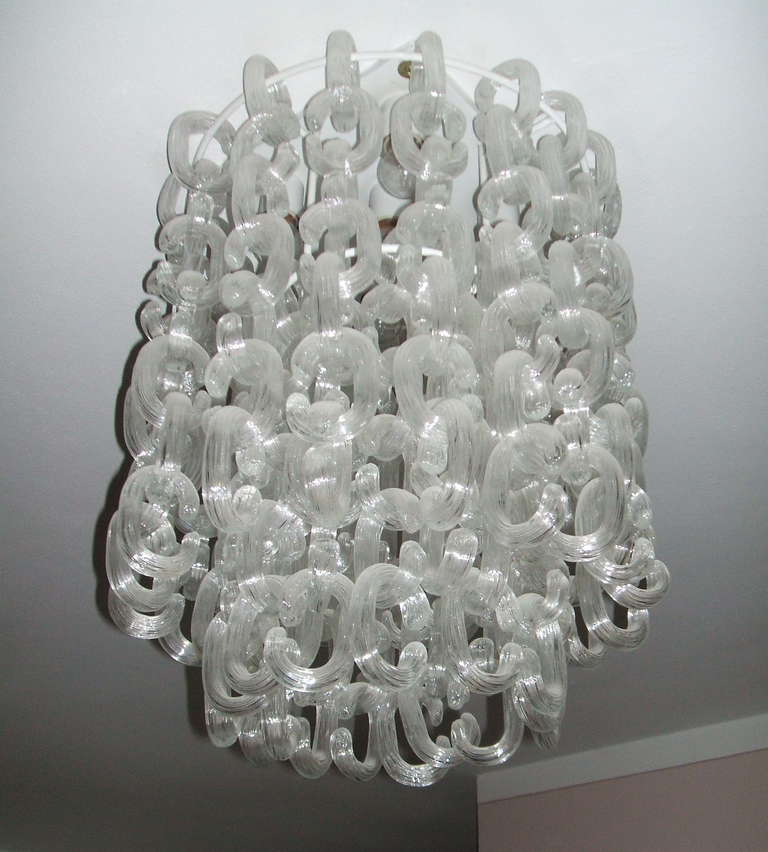 Mid-Century Modern 1970's Murano Glass  Chandelier Designed By Toso