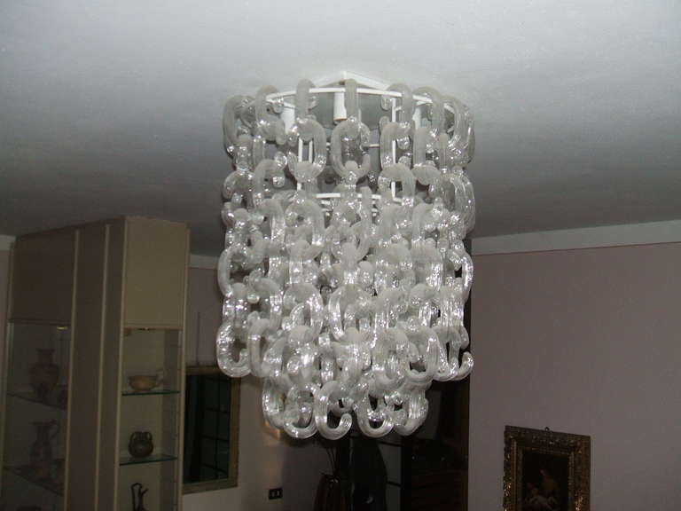 Italian 1970's Murano Glass  Chandelier Designed By Toso