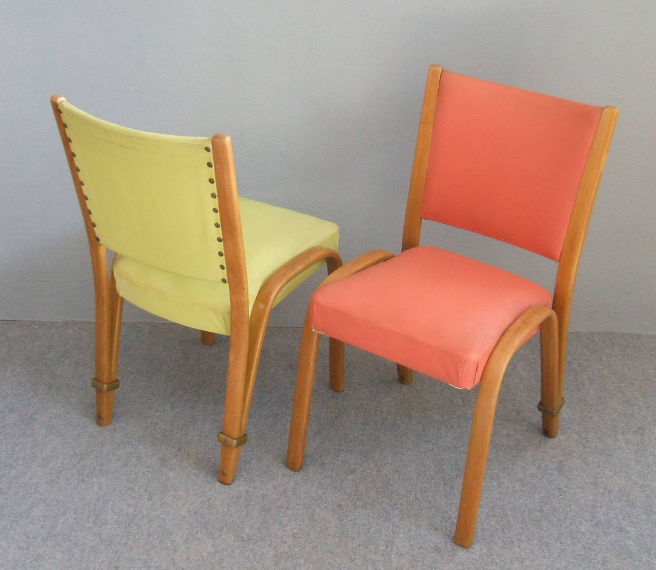 Mid-20th Century Pair of Bow Wood Chairs by Steiner