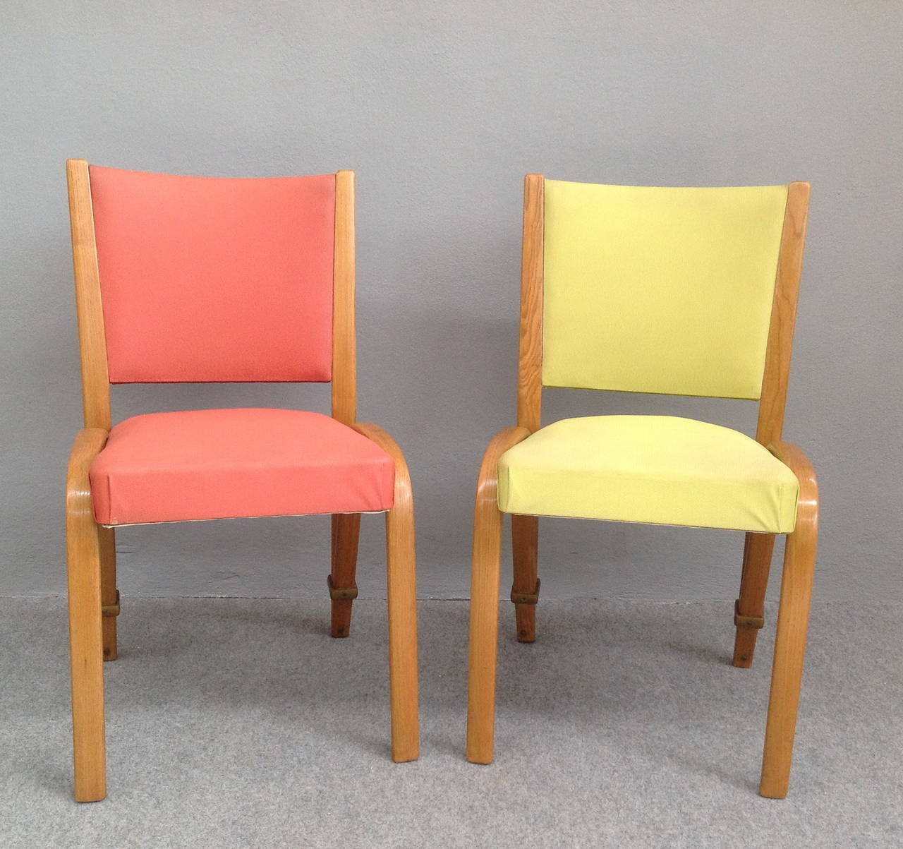 Pair of Bow Wood Chairs by Steiner 1