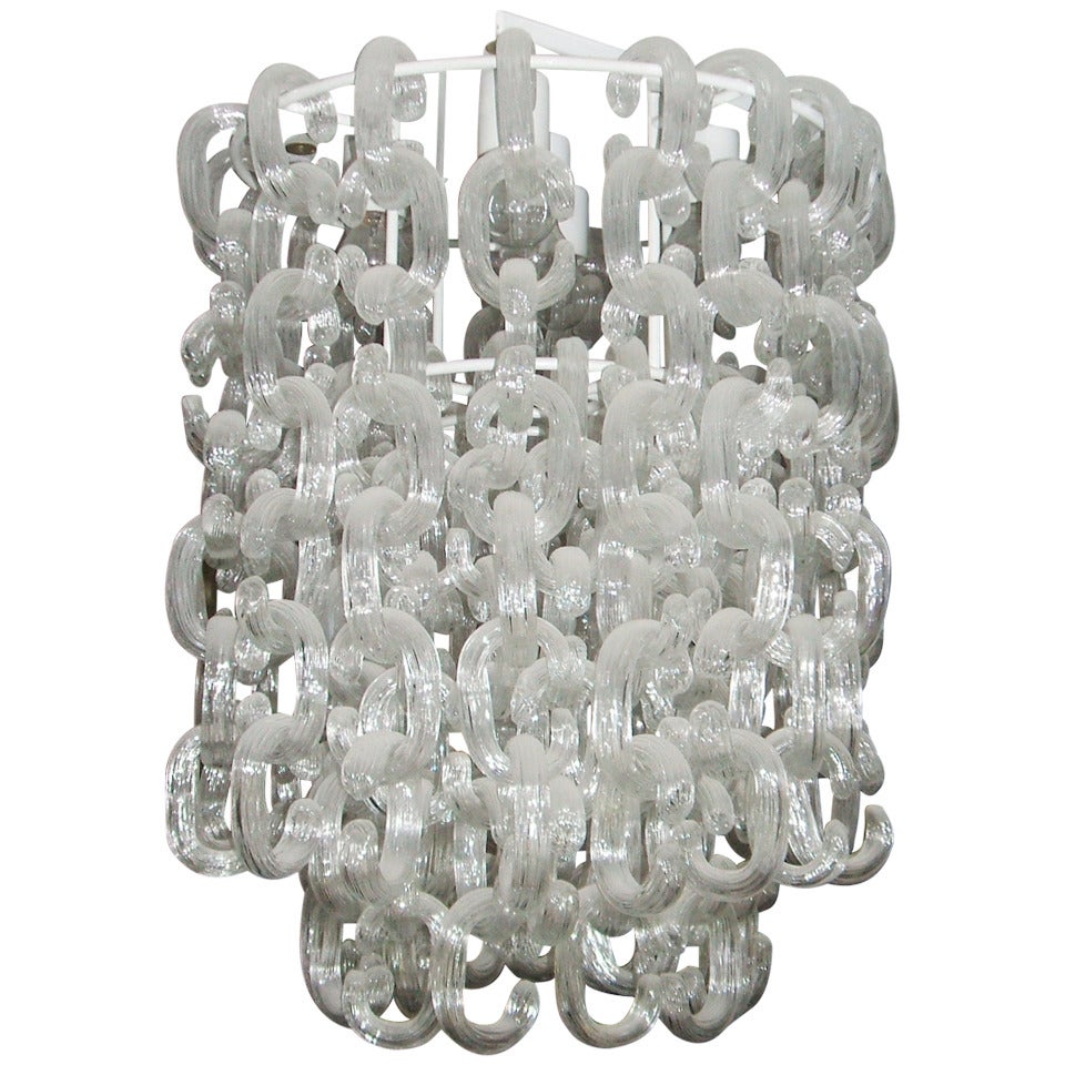 1970's Murano Glass  Chandelier Designed By Toso