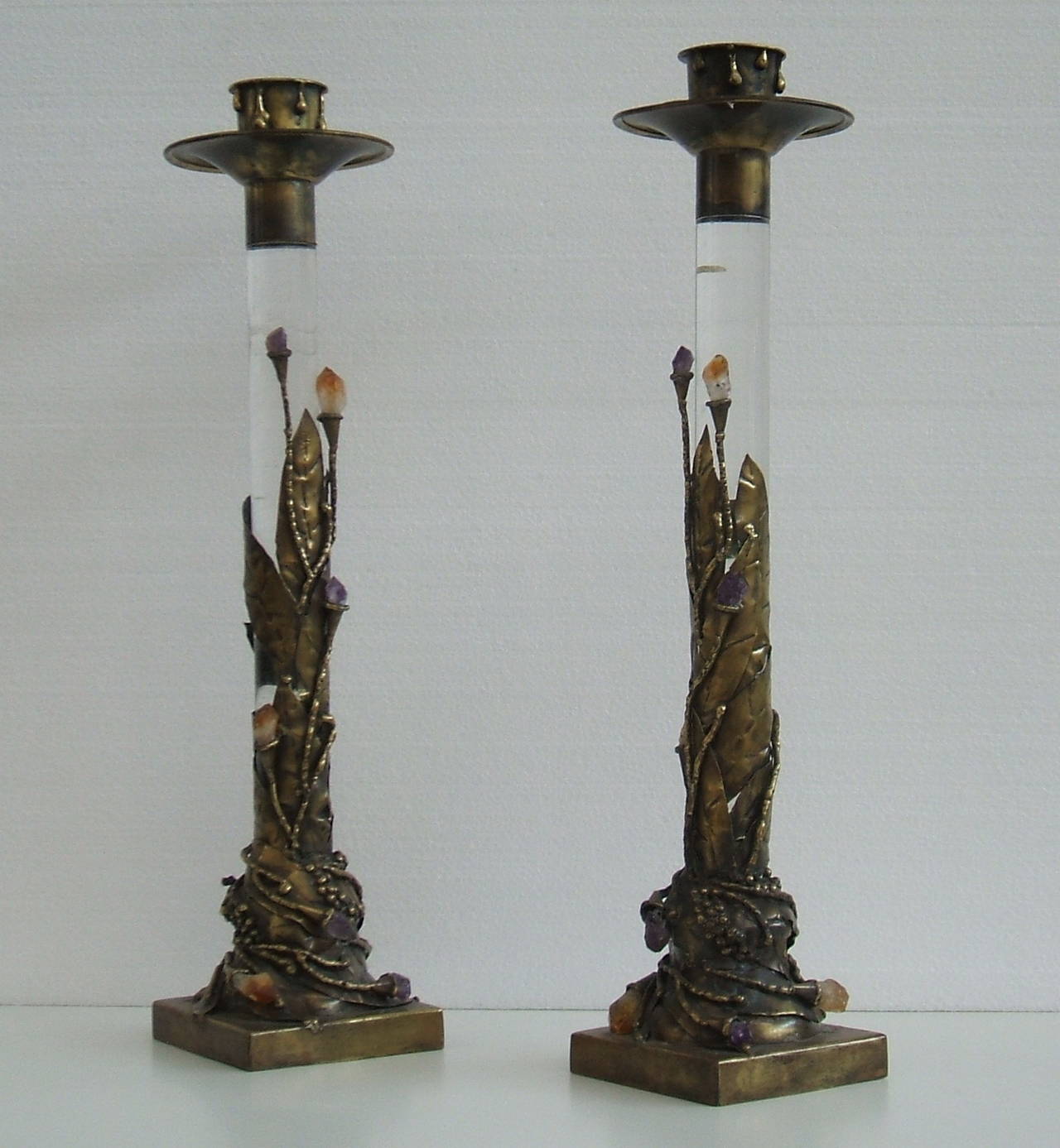 Mid-Century Modern Rare Pair of Candleholders Signed Lionel