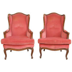 Pair of Louis XV Style Wingback Armchairs