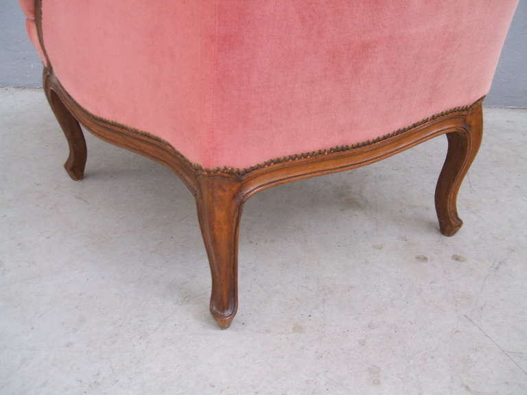 Wood Pair of Louis XV Style Wingback Armchairs
