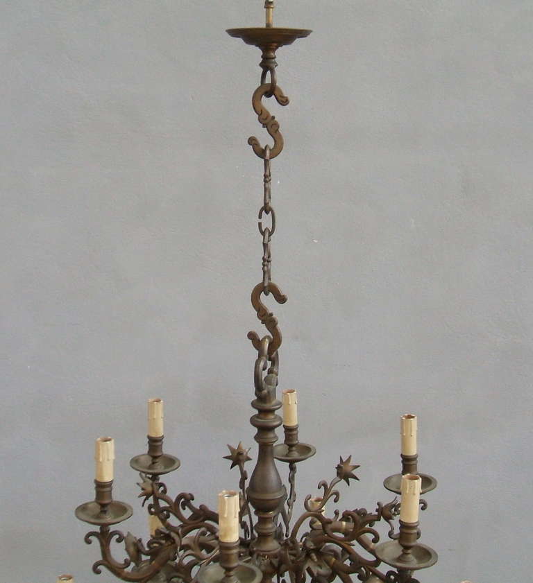 Large TwoTiered Bronze Chandelier at 1stdibs
