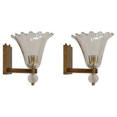 Pair of Sconces by Barovier e Toso, Signed