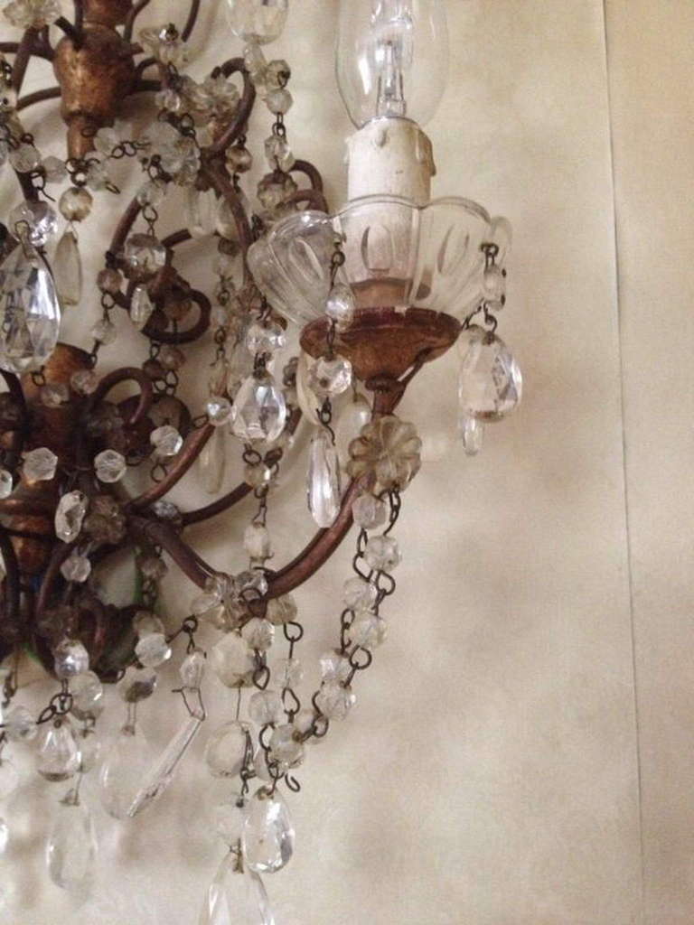 Louis XV Pair of Crystal Wall Sconces