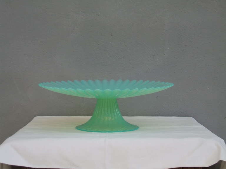 Very nice Murano glass cake platter. Signed effetre Murano