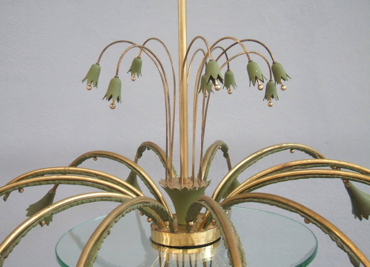 Rare 12-Light Chandelier Attribuited to Stilnovo In Excellent Condition In Piacenza, Italy