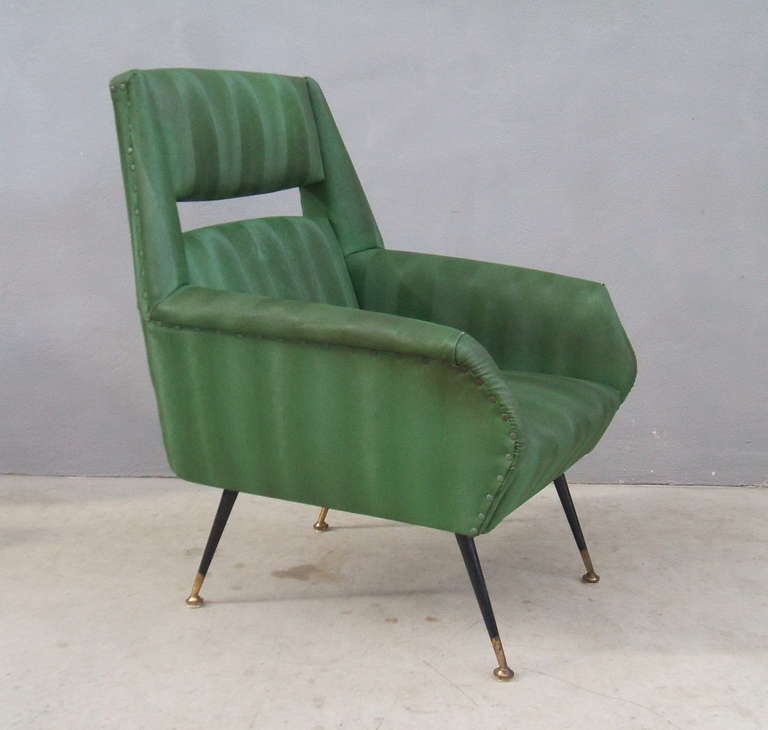 Pair of Italian Midcentury Armchairs In Good Condition In Piacenza, Italy