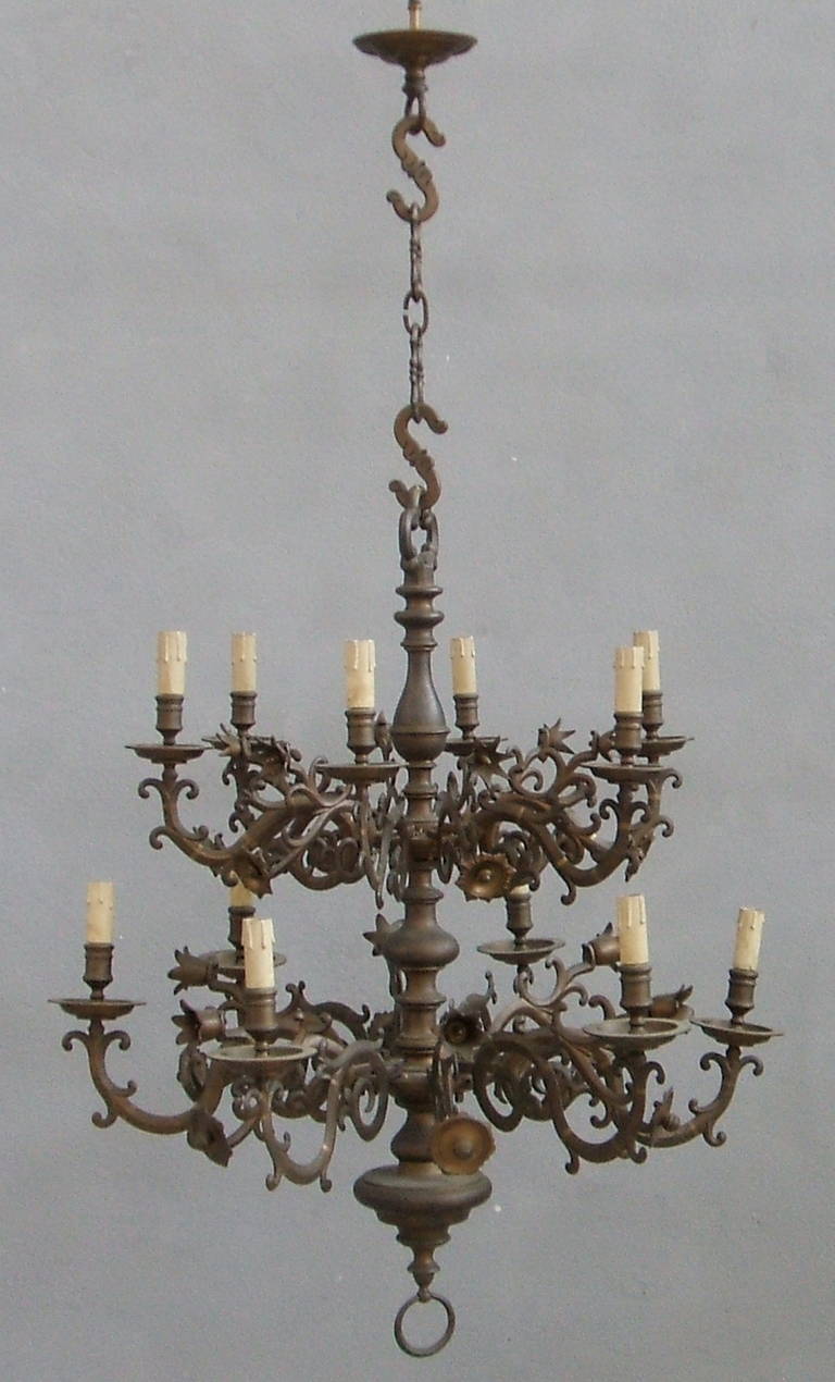 Large TwoTiered Bronze Chandelier at 1stdibs