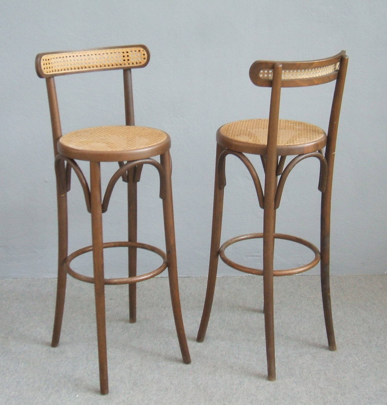 European Pair of Bar Stools in the Thonet Style