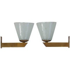 Pair of Wall Sconces in the Style of Carlo Scarpa for Venini