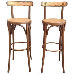 Vintage Pair of Bar Stools in the Thonet Style