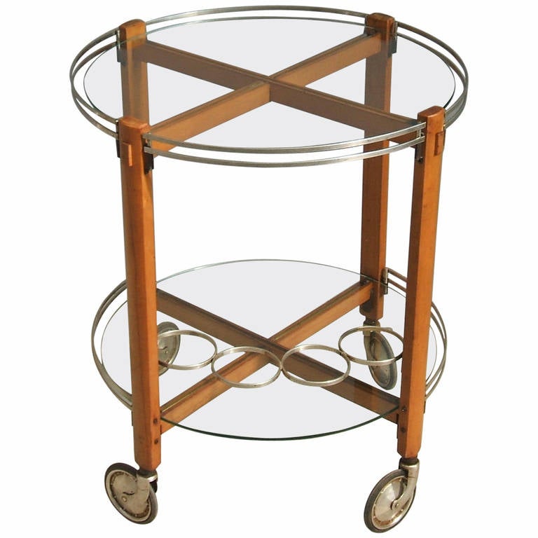 1960s Rolling Rattan and Cane Bar Cart at 1stdibs