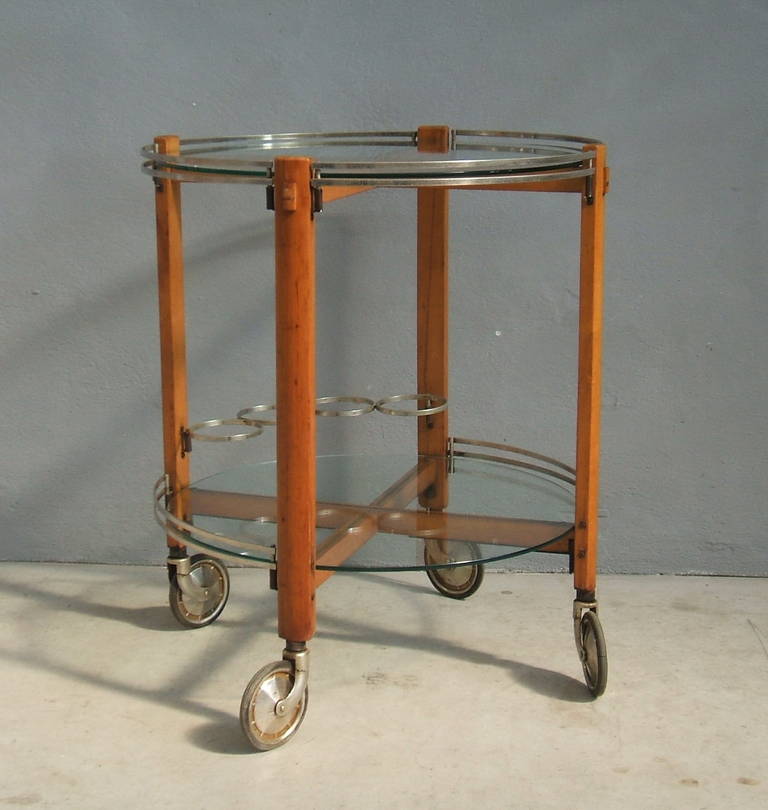 Mid-Century Modern Italian 1960s Round Bar Cart