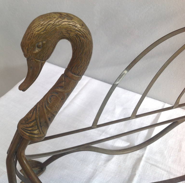 Maison Jansen brass swan magazine rack 1