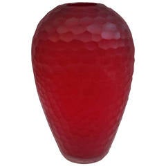Elegant faceted red Murano Vase