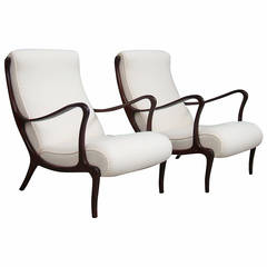 Elegant Pair of Lounge Chairs by Ezio Longhi