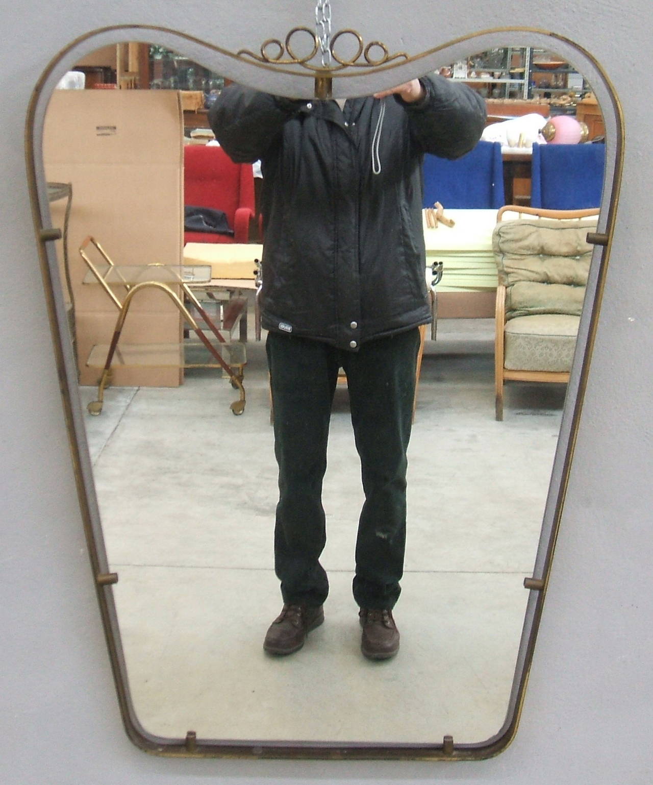 Brass Frame Mirror in the Style of Gio Ponti