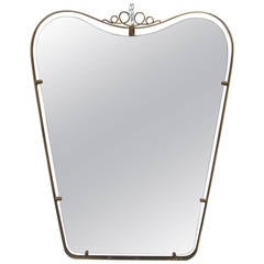 Brass Frame Mirror in the Style of Gio Ponti