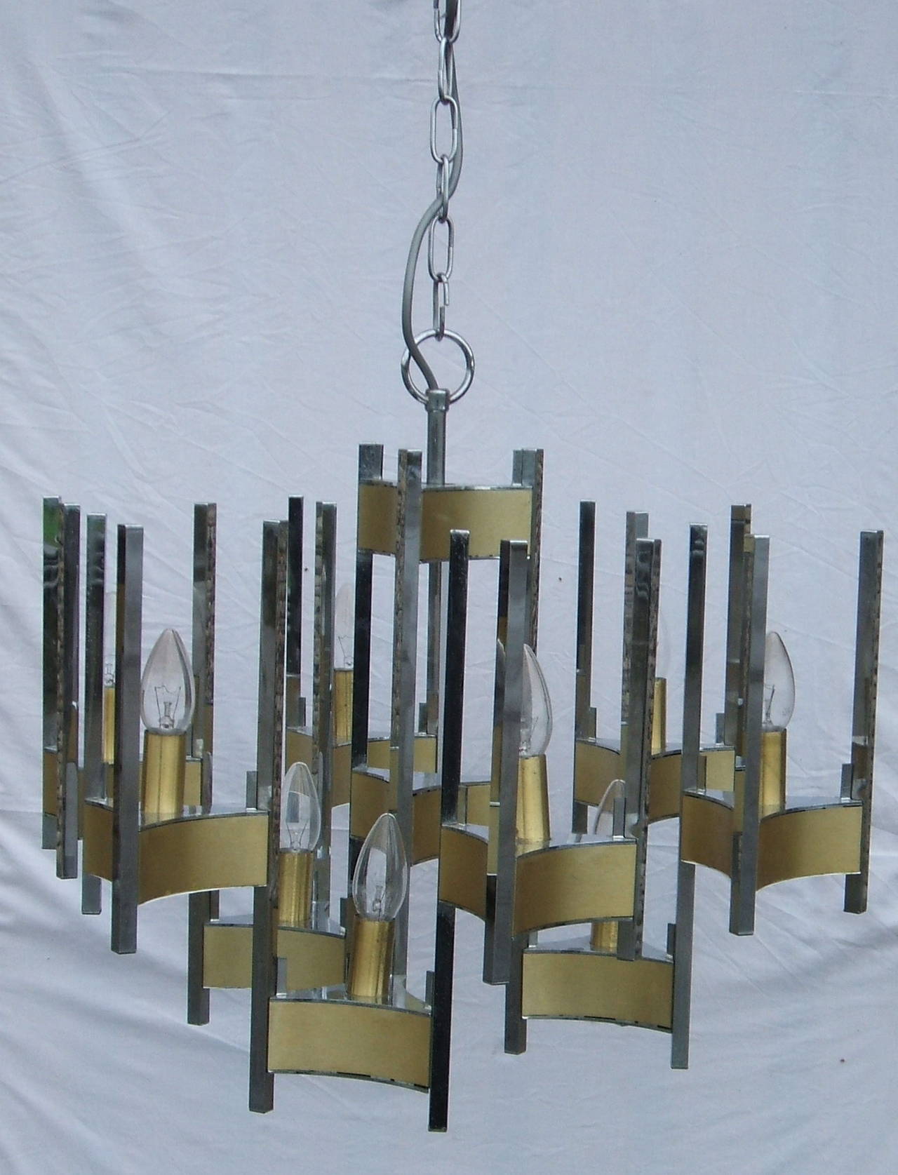 Italian Chrome chandelier by Gaetano Sciolari