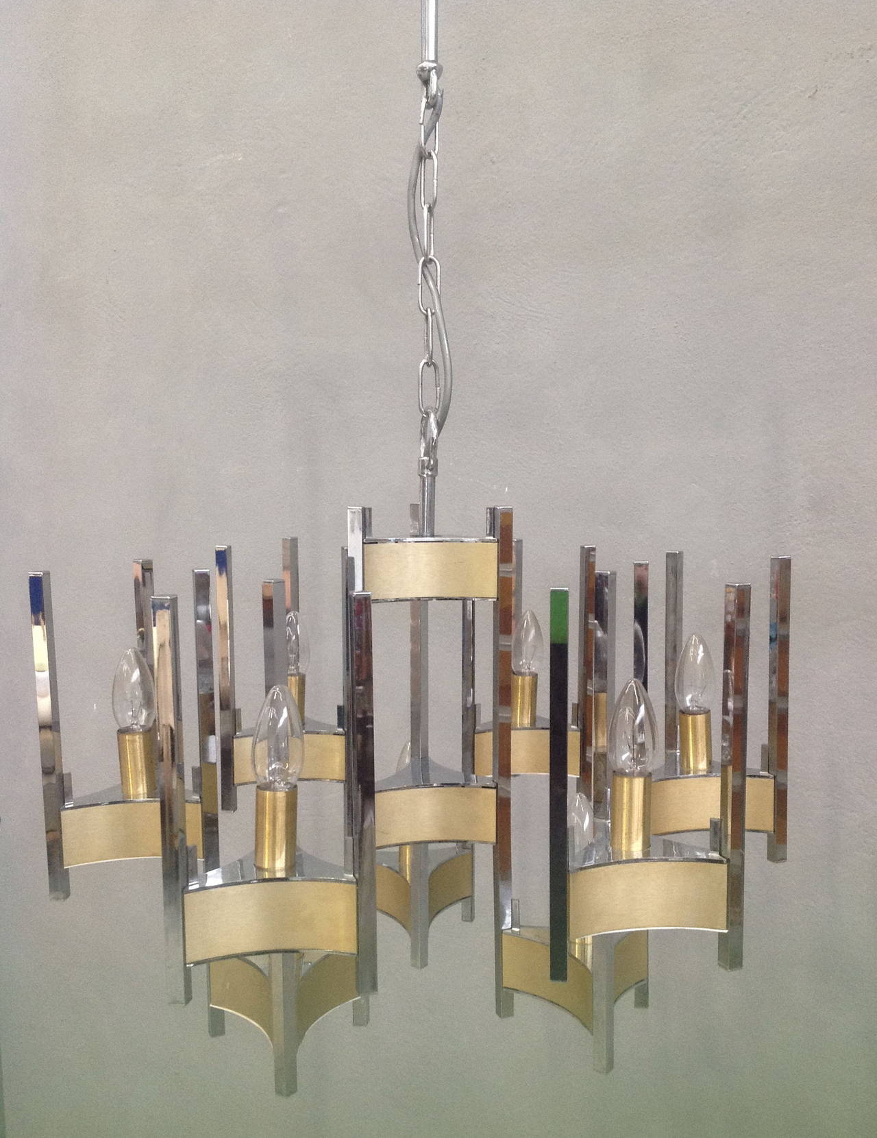 Chrome chandelier by Gaetano Sciolari 2