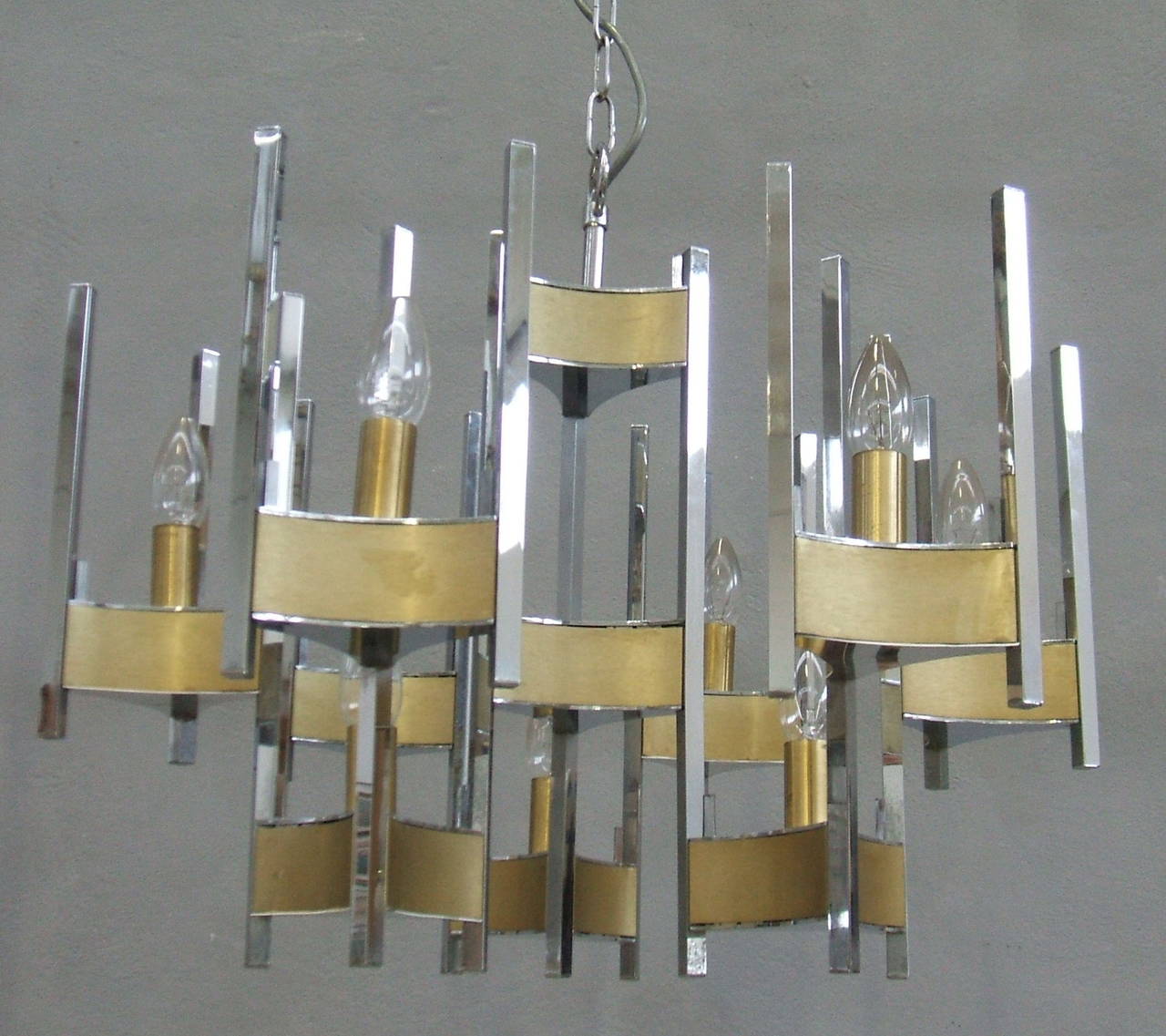 Chrome chandelier by Gaetano Sciolari 3