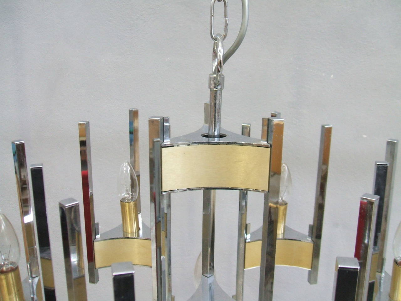 Chrome chandelier by Gaetano Sciolari 4
