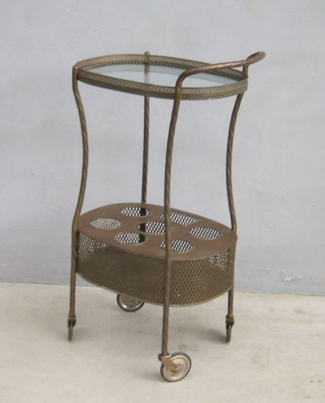 French Art Deco Brass Bar Cart In Good Condition In Piacenza, Italy