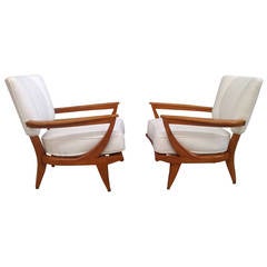 Wonderful Pair of Armchairs in the Style of Jules Leleu
