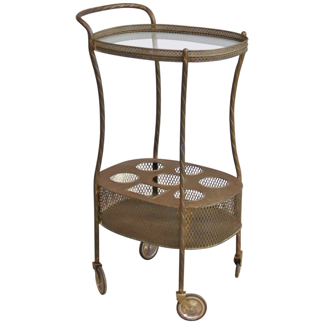 French Art Deco Brass Bar Cart For Sale at 1stdibs