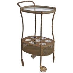 French Art Deco Brass Bar Cart 10