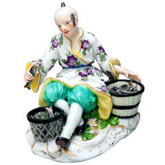 Meissen Figure of a Young Chinese Man with Fish Baskets