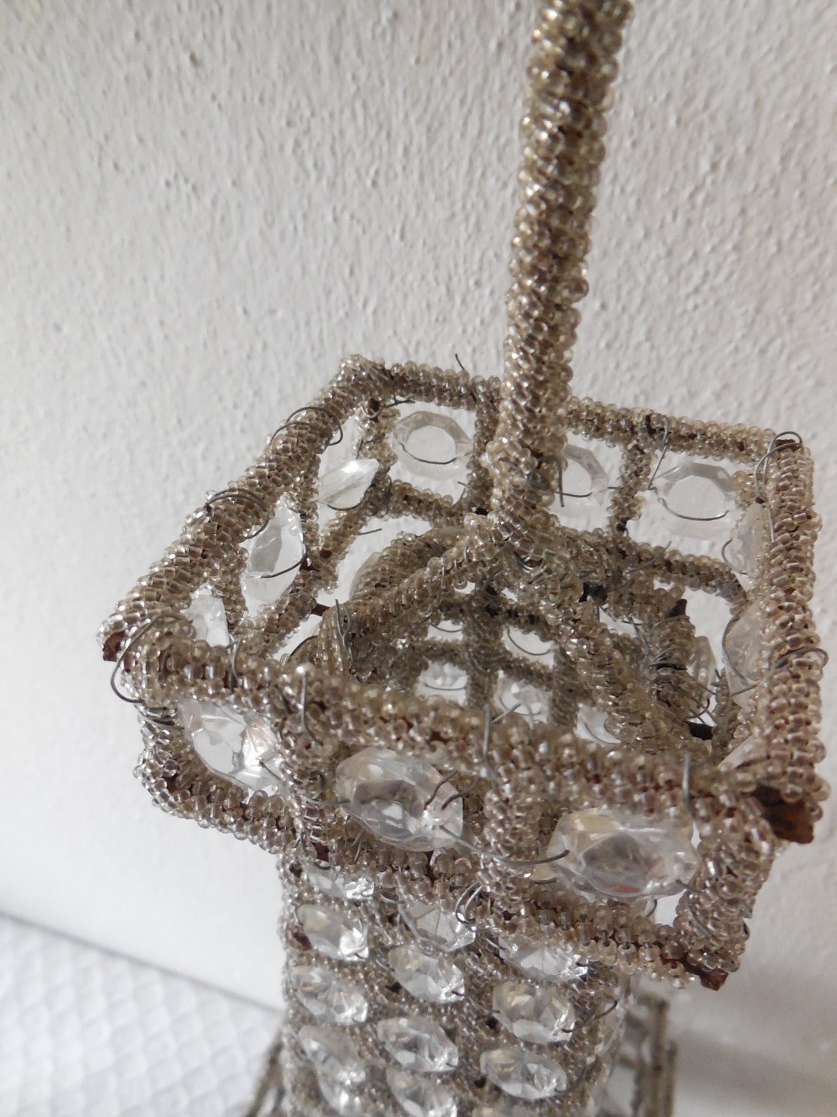 Mid-20th Century Mid Century French Beaded Eiffel Tower Lamp 28” Tall